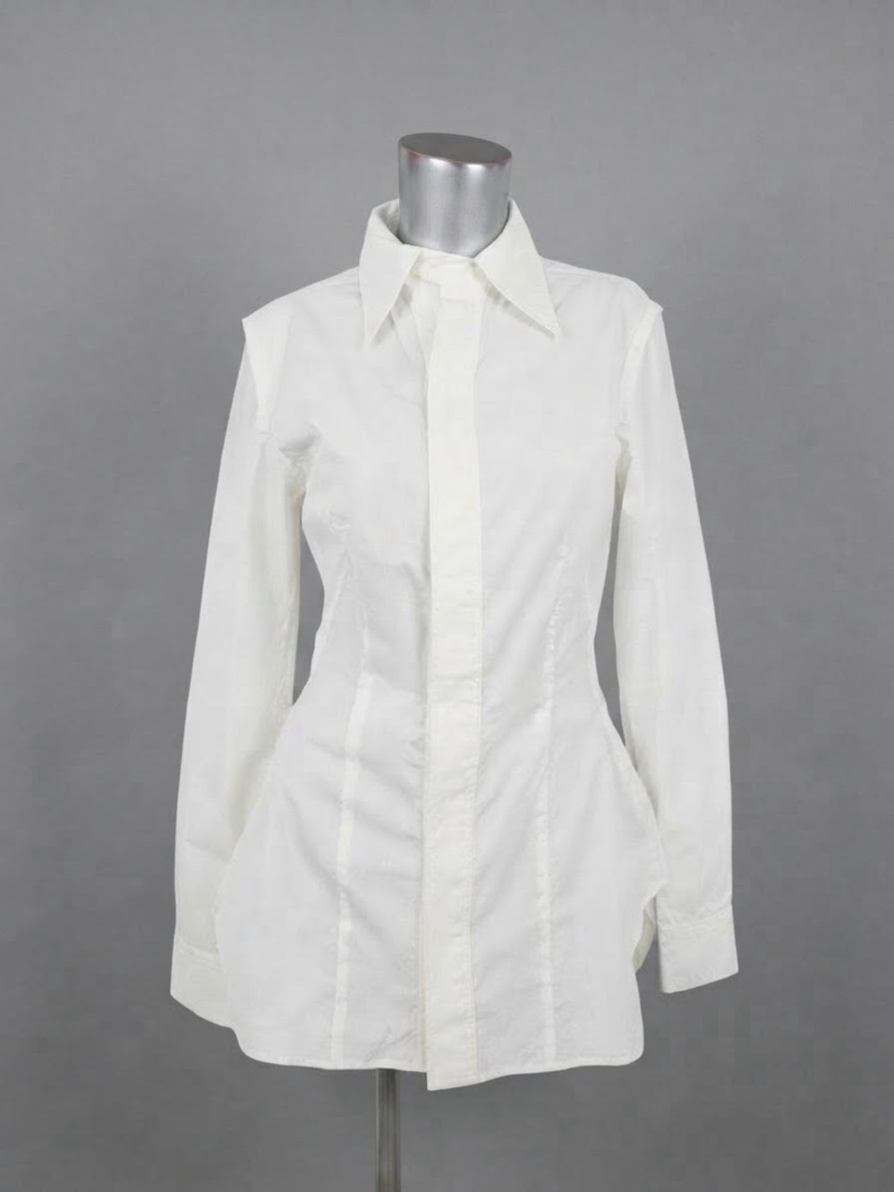 SCANDAL by Corrida Citron Deconstructed White Shirt L Avant Garde NWT Raw Seam